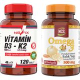 Nevfix Omega 3 Portakal Aromalı Çocuklar Için Balık Yağı 102 Softgel & Nevfix Vitamin D3-K2 120 Tablet