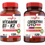 Nevfix Vitamin D3-K2 120 Tablet & Coenzyme Q10 200 Mg Koenzim Resveratrol Q10 Karamuk 120 Tablet