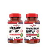 Nevfix Vitamin D3 K2 120 Tablet + Magnesium Citrate Vitamin B6 120 Tablet