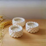 Nevhan Sanat Örgü Dokulu Seramik Tealight Mumluk 3’Lü Set (Tealight Mum Hediyeli)
