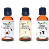 Nevilife 3'lü Bakım Yağları Biberiye Yağı 20 ml, Hindistan Cevizi Yağı 20 ml, Hint Yağı 20 ml