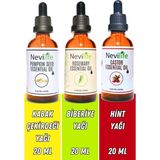 Nevilife Organik Biberiye, Hint, Kabak Çekirdeği Yağı Seti 20 ml