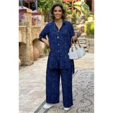 Nevin Kaya Moda Mavi Palazzo Pantolon Tunik Takım