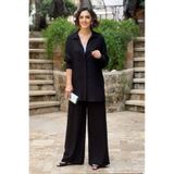 Nevin Kaya Moda Siyah Palazzo Pantolon Tunik İkili Takım