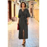 Nevin Kaya Moda Siyah Puantiyeli Elbise