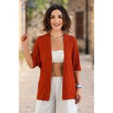 Nevin Kaya Moda Turuncu Yazlık Merserize Hırka