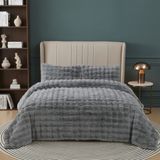 Nevore Home Ultra Soft Peluş Antrasit Çift Kişilik Yatak Örtüsü Seti 220x240 cm – Yumuşak Dokulu - 220 x 240 cm