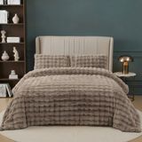 Nevore Home Ultra Soft Peluş Bej Çift Kişilik Yatak Örtüsü Seti 220x240 cm – Yumuşak Dokulu - 220 x 240 cm