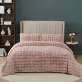 Nevore Home Ultra Soft Peluş Pudra Çift Kişilik Yatak Örtüsü Seti 220X240 cm – Yumuşak Dokulu - 220 x 240 cm