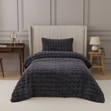 Nevore Home Ultra Soft Peluş Tek Kişilik Yatak Örtüsü Seti 160X220 cm – Yumuşak Dokulu - Antrasit - 160 x 220 cm