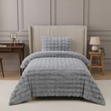 Nevore Home Ultra Soft Peluş Tek Kişilik Yatak Örtüsü Seti 160X220 cm – Yumuşak Dokulu - Gri - 160 x 220 cm