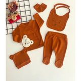 Nevran Kids Bear Organik 5'li Hastane Çıkışı Seti - 0 - 3 Ay - 002-Tarçın