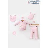 Nevran Kids Bear Organik 5'li Hastane Çıkışı Seti - 0 - 3 Ay - Açık Pembe