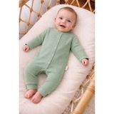 nevrankids Bebek Tulumu 0-9 Ay Fitilli Interlok Çıtçıtlı Yenidoğan Tulumu - Açık Yeşil - 6 - 9 Ay