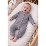 nevrankids Bebek Tulumu 0-9 Ay Fitilli Interlok Çıtçıtlı Yenidoğan Tulumu - Füme - Antrasit - 1 - 3 Ay