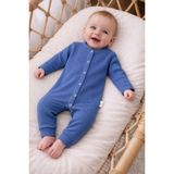 nevrankids Bebek Tulumu 0-9 Ay Fitilli Interlok Çıtçıtlı Yenidoğan Tulumu - İndigo - 3 - 6 Ay