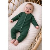 nevrankids Bebek Tulumu 0-9 Ay Fitilli Interlok Çıtçıtlı Yenidoğan Tulumu - Nefti Yeşil - 3 - 6 Ay