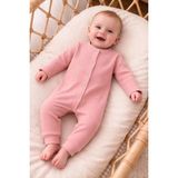 nevrankids Bebek Tulumu 0-9 Ay Fitilli Interlok Çıtçıtlı Yenidoğan Tulumu - Pembe - 6 - 9 Ay