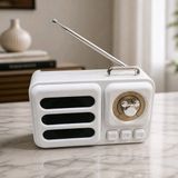 NEVVALİFE PL-4708 Bluetooth 5.3 Version Mini Metal Retro Radyo Görünümlü Ses Bombası - Beyaz