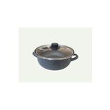 new and single Emaye Cam Kapaklı Karnıyarık Pilav Kızartma Tenceresi Çapı 24 Cm Derinliği 10 Cm Granit Tencere