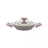 New And Single Granit Sahan Cam Kapaklı Tava 20 Cm Gri