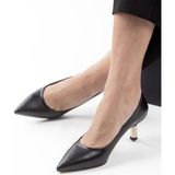 New Angel 340 Kadın Gold Topuk Klasik Stiletto - Siyah