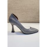 New Angel Zenne Stiletto Ayakkabı Platin Simli