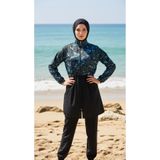 new ats Tam Kapalı Desenli Hijab Tesettür Mayo 3 lü set paraşüt kumaş