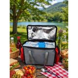 New Bags Newbag Yandan Cepli Yalıtımlı Soğutucu El Askılı Taşınabilir Kamp Piknik Çantası - Orta Boy (Gri-Kırmızı) - Gri - Kırmızı