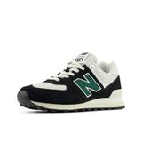 New Balance Üniseks-Yetişkin 574 V2 Üniversite Süet Spor Ayakkabı, Siyah/Beyaz/Bataklık Yeşili, 13.5 Wide Women/12 Men