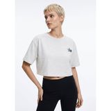 New Balance WNT1630-SNW Lifestyle Women T-shirt Gri Bisiklet Yaka Crop Kadın T-Shirt