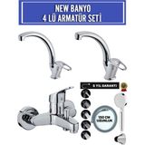 New Banyo 4'lü Banyo-Lavabo-Mutfak-Duş Seti Aç Kapa Batarya