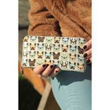 New Bazaar Kadın Cüzdan ve Kartlık - French Bulldog Desenli - Krem Renkli - Dokuma Kumaşlı - 9,75 cm x 19,50 cm - Sarı