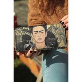 New Bazaar Kadın Cüzdan ve Kartlık - Sarı & Siyah Renkli - Frida Kahlo Tablosu-Dokuma Kumaşlı - 9,75 x 19,50 cm