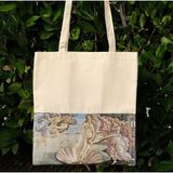 New Bazaar Kanvas Bez Çanta - Dokuma Kumaş Desenli - Iç Cepli ve Cırtlı - 36 x 40 cm - Botticelli - Renkli
