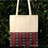 New Bazaar Kanvas Bez Çanta - Dokuma Kumaş Desenli - Iç Cepli ve Cırtlı - 36 x 40 cm - Kilim Desenli - Renkli
