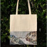 New Bazaar Kanvas Bez Çanta - Dokuma Kumaş Desenli - Iç Cepli ve Cırtlı - 36 x 40 cm - Michelangelo - Renkli