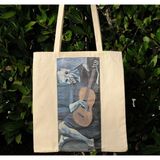 New Bazaar Kanvas Bez Çanta - Dokuma Kumaş Desenli - Iç Cepli ve Cırtlı - 36 x 40 cm - Pablo Picasso - Renkli