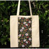 New Bazaar Kanvas Bez Çanta - Dokuma Kumaş Desenli - Iç Cepli ve Cırtlı - 36 x 40 cm - Papatya Desenli - Renkli