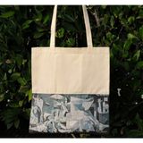 New Bazaar Kanvas Bez Çanta - Dokuma Kumaş Desenli - Iç Cepli ve Cırtlı - 36 x 40 cm - Picasso - Renkli