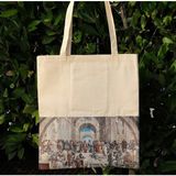 New Bazaar Kanvas Bez Çanta - Dokuma Kumaş Desenli - Iç Cepli ve Cırtlı - 36 x 40 cm - Raphaello - Renkli