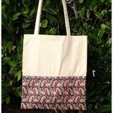 New Bazaar Kanvas Bez Çanta- Dokuma Kumaş Desenli-Iç Cepli ve Cırtlı-36 x 40CM-LACIVERT Pateh (Paisley) Desenli - Renkli