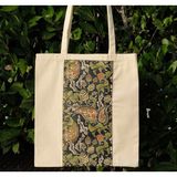 New Bazaar Kanvas Bez Çanta - Dokuma Kumaş Desenli- Iç Cepli ve Cırtlı- 36 x 40CM-VICTORIAN Tarzı Çiçek Desenli - Renkli