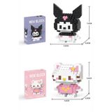 New Block Kuromi ve Hello Kitty 2'li Set 3D Mini Blok Yapı Oyuncak, Çocuk Eğitici Zeka Geliştirici Tuğla Seti