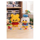 New Block Winnie The Pooh Ve Donald Duck İkili 3D yapboz Set - Mikro Blok Yapım Seti - Sevimli Karakter Figür - 14+ Yaş Dekoratif Koleksiyon - Eğitici Hobi Oyuncak