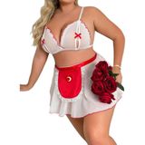 New Dreams Fantazi Tarz Etekli Jartiyer Gecelik Kombin Set 8481 (Renkli, M)
