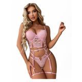 New Dreams Fantezi Jartiyer Gecelik 8406 (pembe, s)