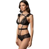 New Dreams Siyah Dantel Fantazi İç Giyim Takımı Seksi Detaylı Transparan Kadın Gecelik Sütyen Külot Set