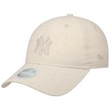 New Era 9Twenty WMNS Midi Linen Yankees Cap Beyzbol Şapkası Kavisli Brim MLB NY York Kadın - Metal Toka, Siperli,, Krem beyaz, Tek Beden