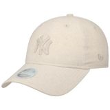 New Era 9Twenty WMNS Midi Linen Yankees Cap Beyzbol Şapkası Kavisli Brim MLB NY York Kadın - Metal Toka, Siperli,, Krem beyaz, Tek Beden